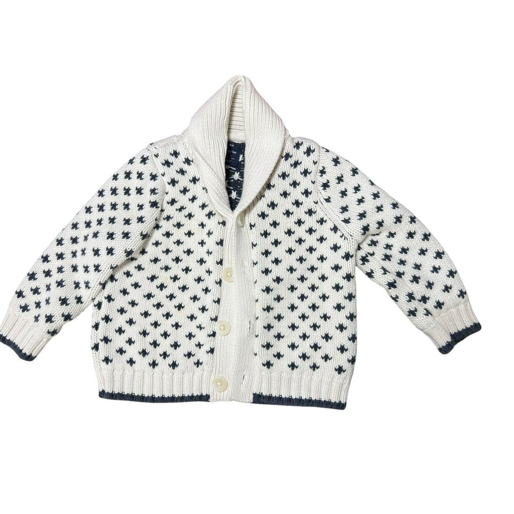 Baby Gap Knit Cardigan 12-18 Months Cotton Shawl Collar Cozy Preppy Cottagecore